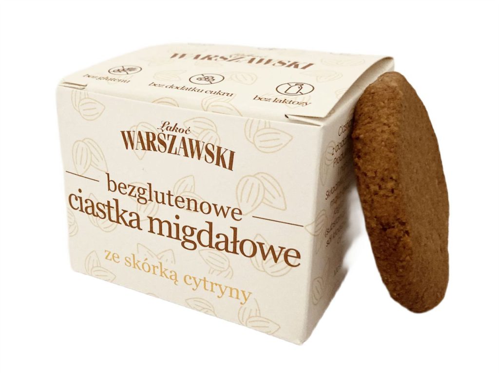 CIASTKA MIGDAŁOWE ZE SKÓRKĄ CYTRYNY BEZ DODATKU CUKRÓW BEZGLUTENOWE 150 g – ŁAKOĆ WARSZAWSKI