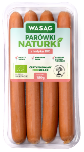 PARÓWKI Z INDYKA BIO 150 g - WASĄG (NA ZAMÓWIENIE)