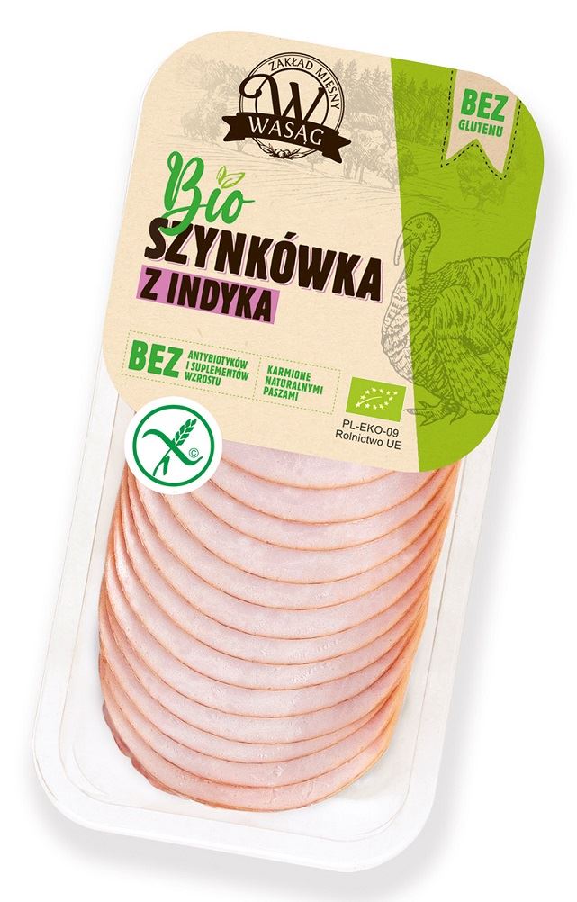 SZYNKÓWKA Z INDYKA PLASTRY BEZGLUTENOWA BIO 130 g – WASĄG (NA ZAMÓWIENIE)