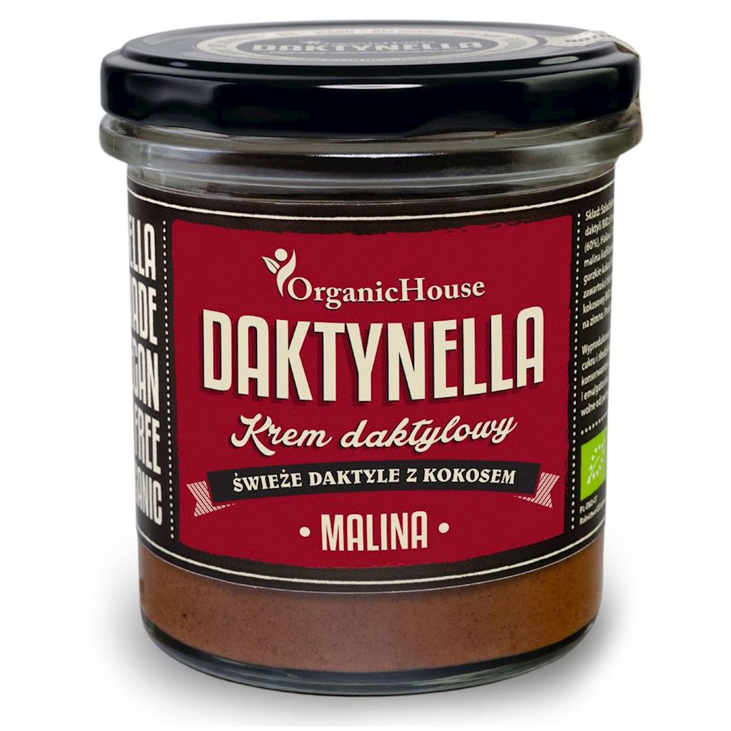 KREM KOKOSOWO – DAKTYLOWY MALINA BEZGLUTENOWY BIO 280 g – ORGANICHOUSE (DAKTYNELLA)