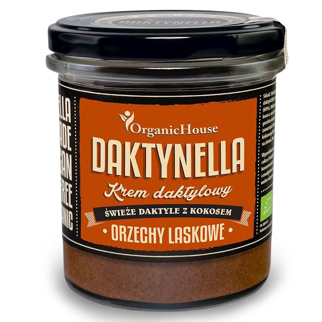 KREM KOKOSOWO – DAKTYLOWY ORZECHY LASKOWE BEZGLUTENOWY BIO 280 g – ORGANICHOUSE (DAKTYNELLA)