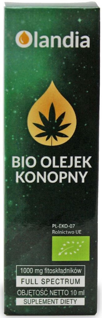 OLEJEK KONOPNY 10 % (1000 mg FITOSKŁADNIKÓW) BIO 10 ml – OLANDIA
