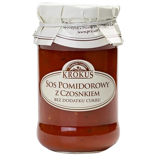 SOS POMIDOROWY Z CZOSNKIEM BEZ DODATKU CUKRÓW 340 g – KROKUS
