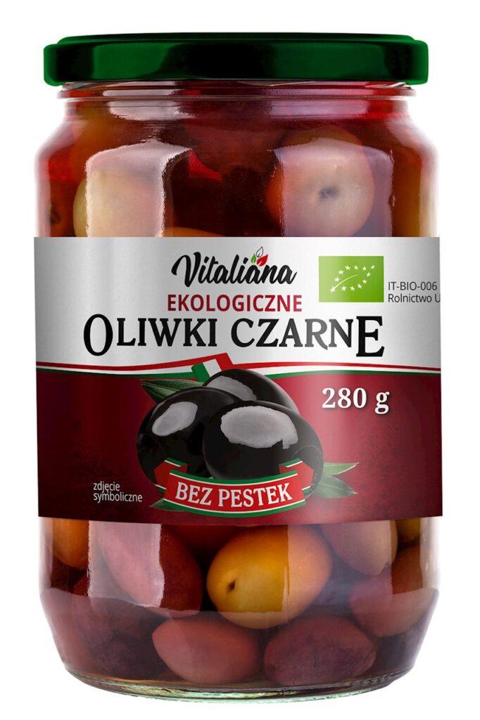 OLIWKI CZARNE BEZ PESTEK W ZALEWIE BIO 280 g (150 g) – VITALIANA