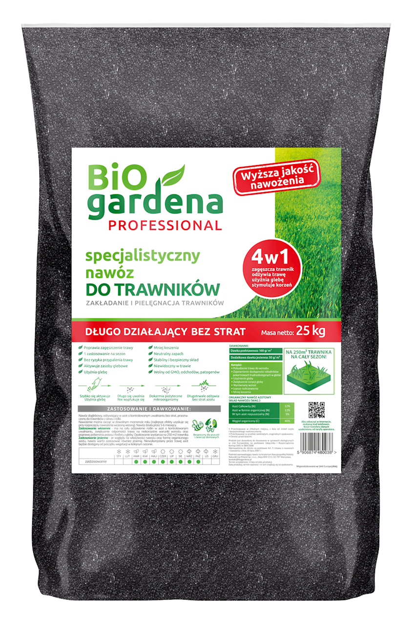 NAWÓZ DO TRAWNIKÓW SPECJALISTYCZNY ECO 25 kg - BIOGARDENA