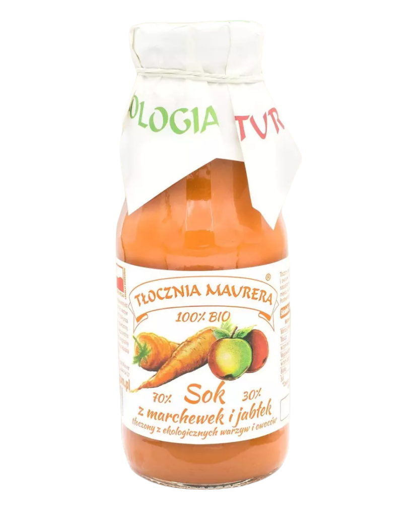 SOK MARCHEWKOWY Z JABŁKIEM NFC BIO 300 ml – TŁOCZNIA MAURERA