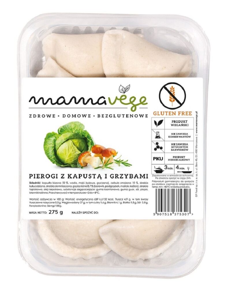 PIEROGI Z KAPUSTĄ I GRZYBAMI BEZGLUTENOWE 275 g – MAMA VEGE