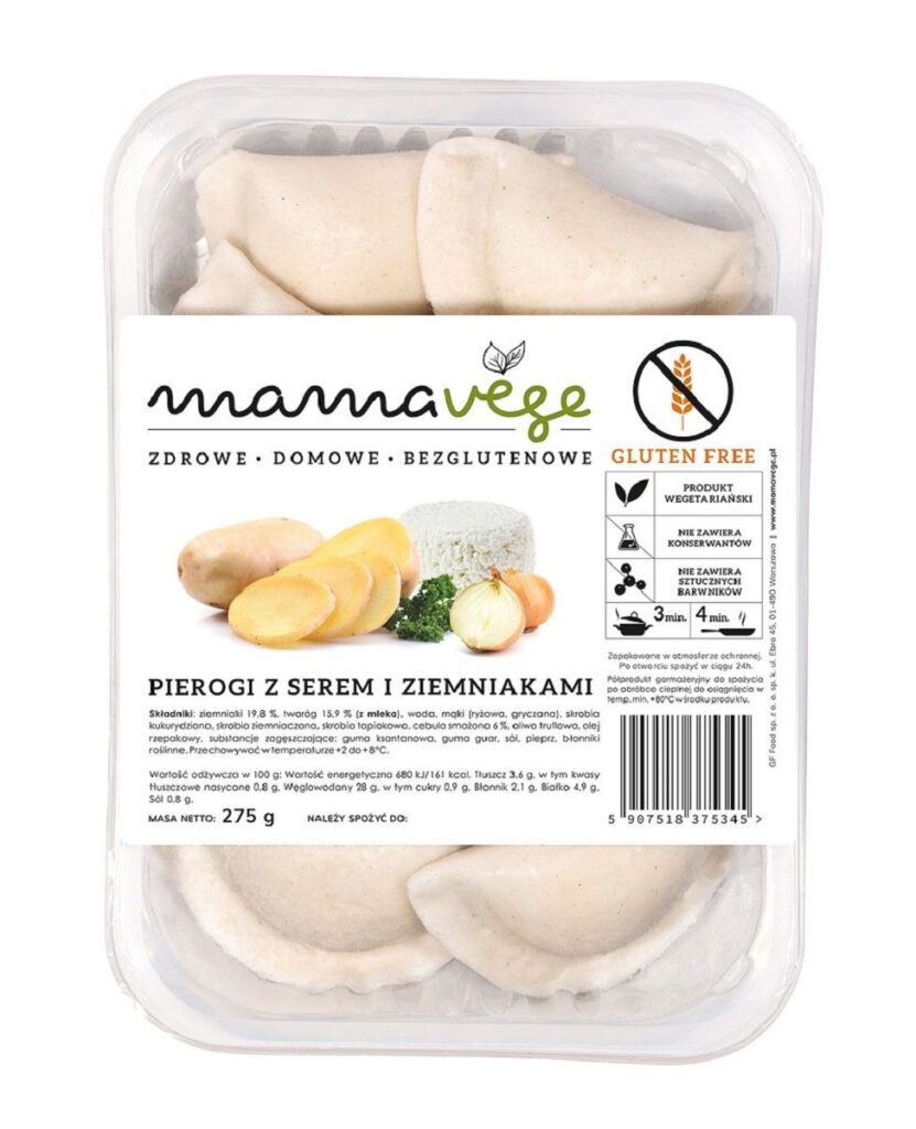 PIEROGI Z SEREM I ZIEMNIAKAMI BEZGLUTENOWE 275 g – MAMA VEGE