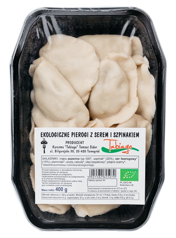 PIEROGI Z SEREM I SZPINAKIEM BIO 400 g – KARCZMA TABIAGO (NA ZAMÓWIENIE)