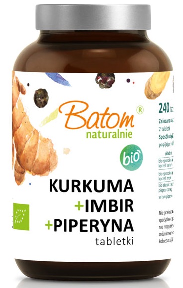 KURKUMA + IMBIR + PIPERYNA BIO 240 TABLETEK – BATOM