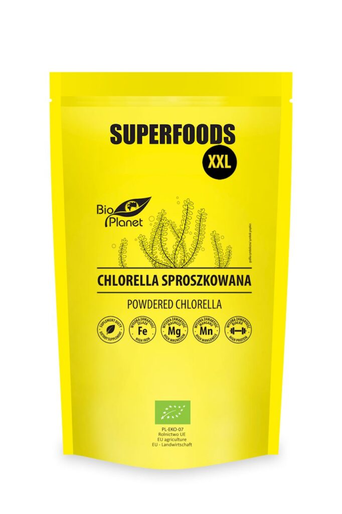 CHLORELLA SPROSZKOWANA BIO 600 g – BIO PLANET