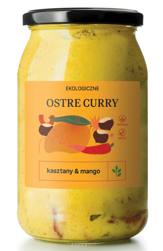CURRY OSTRE Z MANGO I KASZTANAMI BIO 900 ml – DELIKATNA