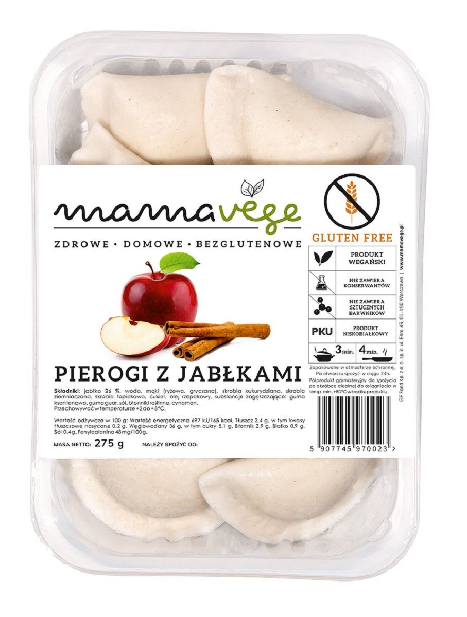 PIEROGI Z JABŁKAMI BEZGLUTENOWE 275 g - MAMA VEGE