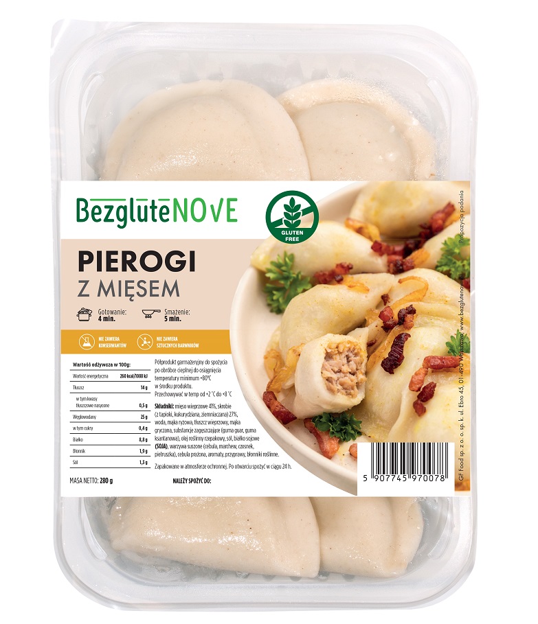 PIEROGI Z MIĘSEM BEZGLUTENOWE 280 g – BEZGLUTENOVE