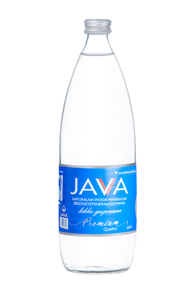 NATURALNA WODA MINERALNA ŚREDNIOZMINERALIZOWANA LEKKO GAZOWANA 860 ml (SZKŁO) – JAVA