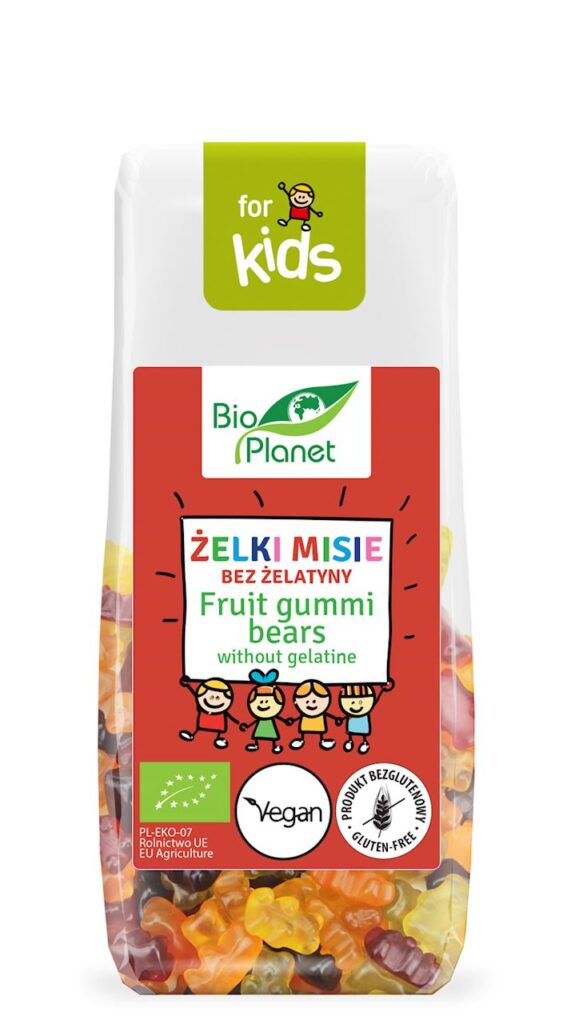 ŻELKI MISIE BEZ ŻELATYNY BEZGLUTENOWE BIO 100 g – BIO PLANET