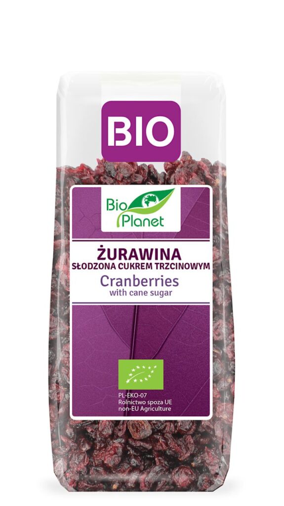 ŻURAWINA SŁODZONA CUKREM TRZCINOWYM BIO 100 g – BIO PLANET