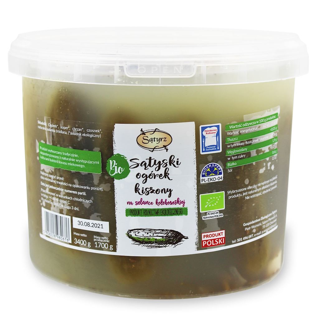 OGÓRKI KISZONE SĄTYSKIE BIO 3,4 kg (1,7 kg) (WIADERKO) – SĄTYRZ