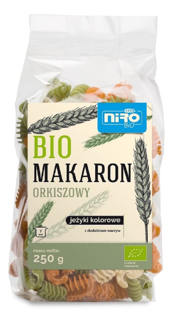 MAKARON (ORKISZOWY KOLOROWY) JEŻYKI BIO 250 g – NIRO