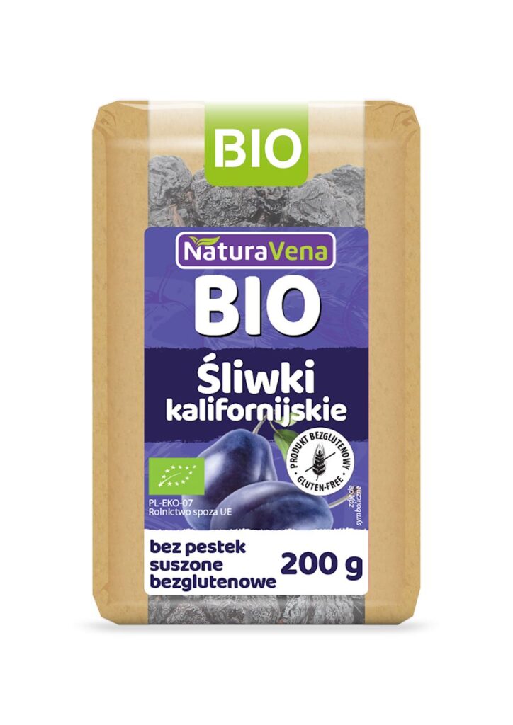 ŚLIWKI KALIFORNIJSKIE SUSZONE BEZGLUTENOWE BIO 200 g – NATURAVENA