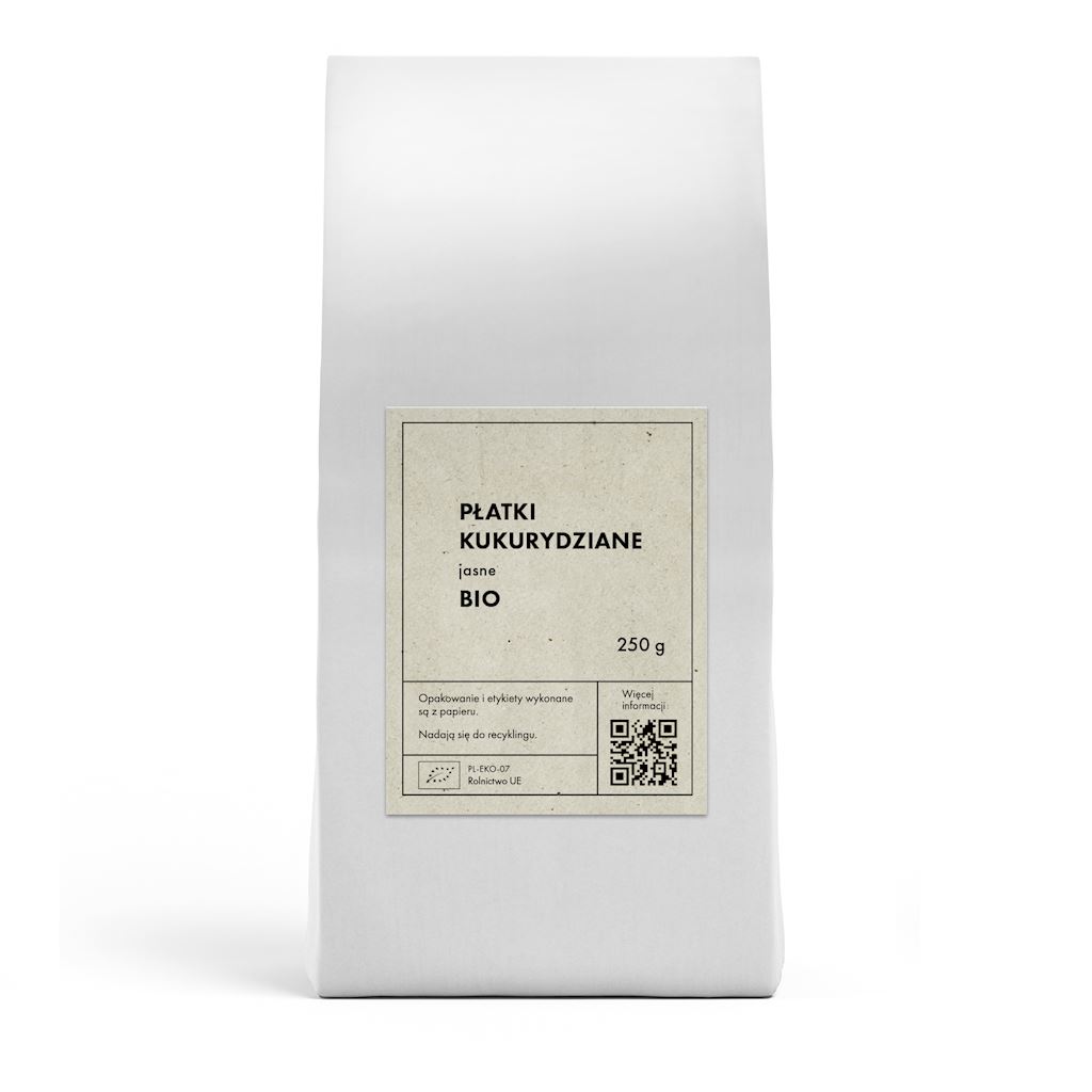 PŁATKI KUKURYDZIANE JASNE BEZ DODATKU CUKRÓW BIO 250 g – THE PLANET