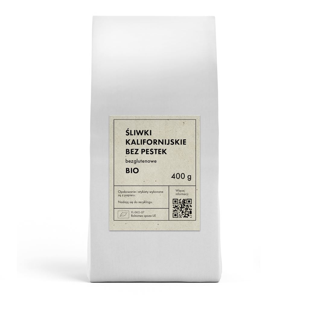 ŚLIWKI KALIFORNIJSKIE SUSZONE BEZGLUTENOWE BIO 400 g – THE PLANET