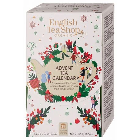 KALENDARZ ADWENTOWY BIAŁY (HERBATY I HERBATKI) BIO (13 SMAKÓW) (25 x 1,5 g) 37,5 g – ENGLISH TEA SHOP ORGANIC (PRODUKT SEZONOWY)