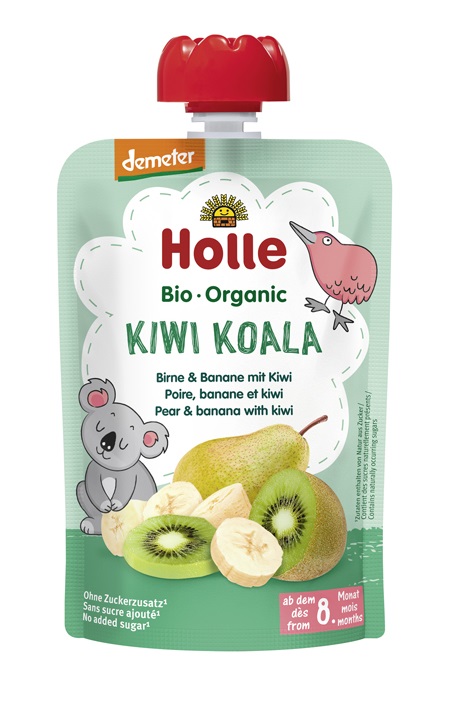MUS KIWI KOALA (GRUSZKA – BANAN – KIWI) BEZ DODATKU CUKRÓW OD 8 MIESIĄCA DEMETER BIO 100 g – HOLLE
