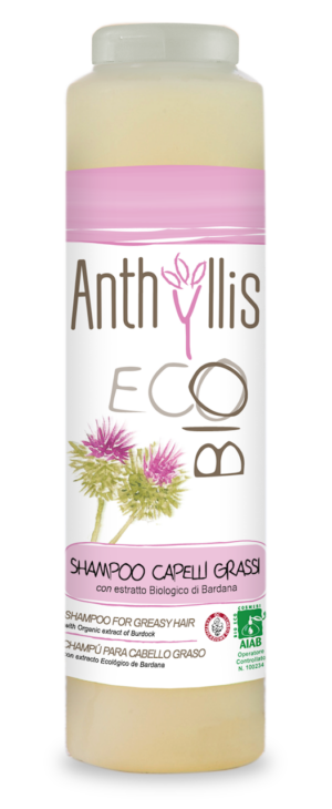 SZAMPON Z EKSTRAKTEM Z ŁOPIANU DO WŁOSÓW PRZETŁUSZCZAJĄCYCH SIĘ I Z ŁUPIEŻEM ECO 250 ml - ANTHYLLIS