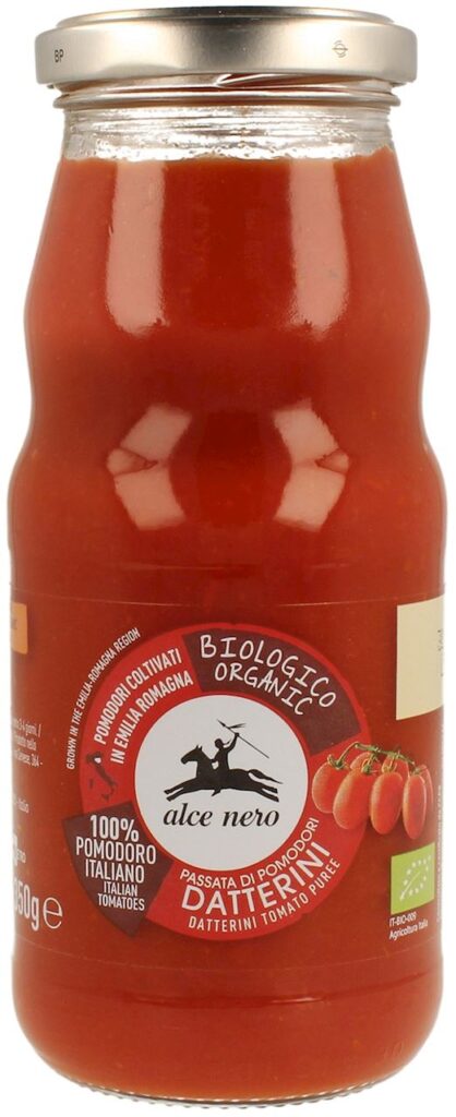SOS POMIDOROWY PASSATA (Z POMIDORÓW DAKTYLOWYCH) BIO 350 g – ALCE NERO