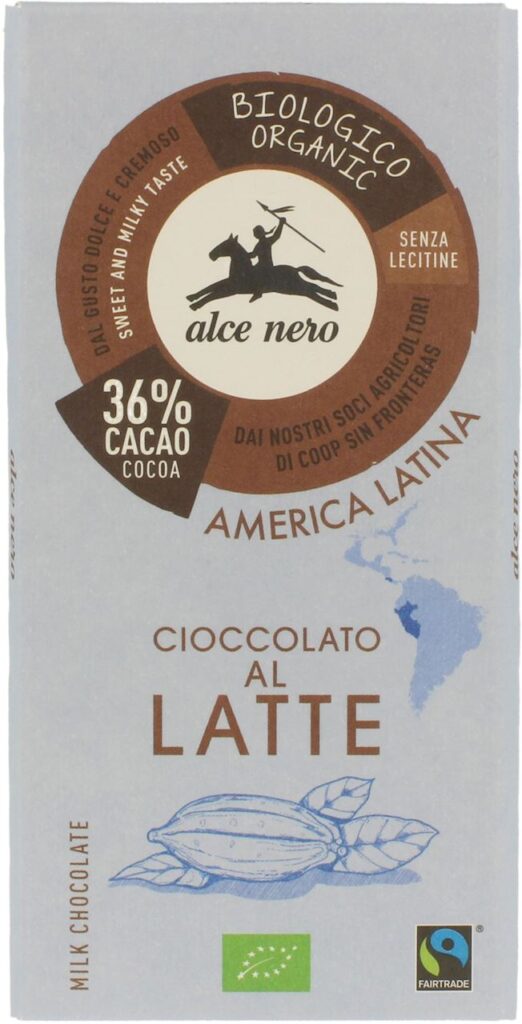 CZEKOLADA MLECZNA FAIR TRADE BIO 100 g – ALCE NERO
