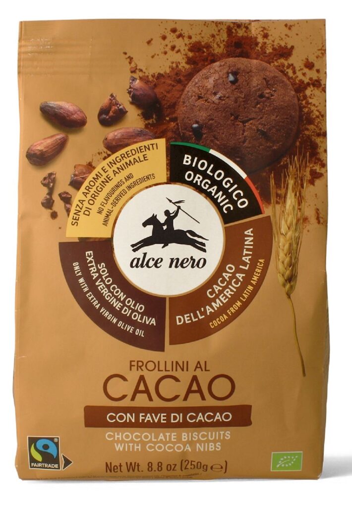 CIASTKA KAKAOWE Z ZIARNAMI KAKAO FAIR TRADE BIO 250 g – ALCE NERO