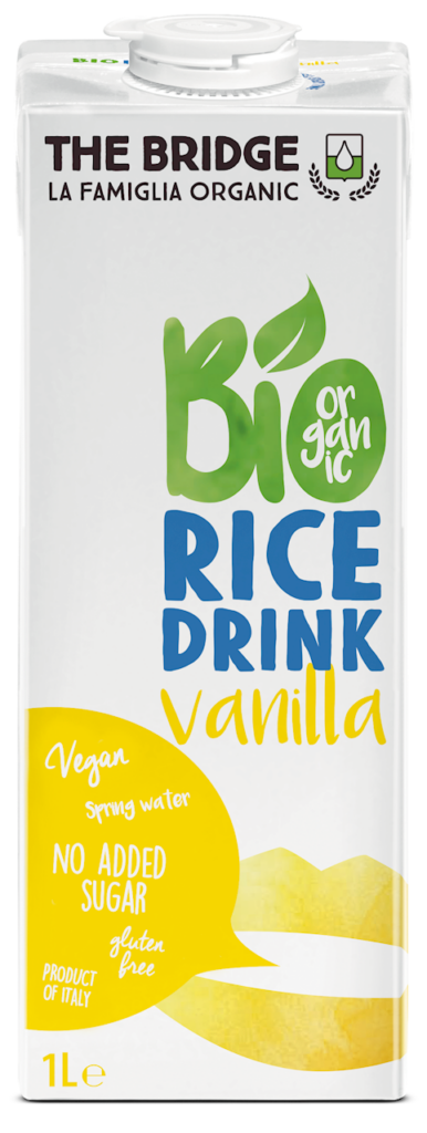 NAPÓJ RYŻOWY O SMAKU WANILIOWYM BEZ DODATKU CUKRÓW BEZGLUTENOWY BIO 1 L – THE BRIDGE