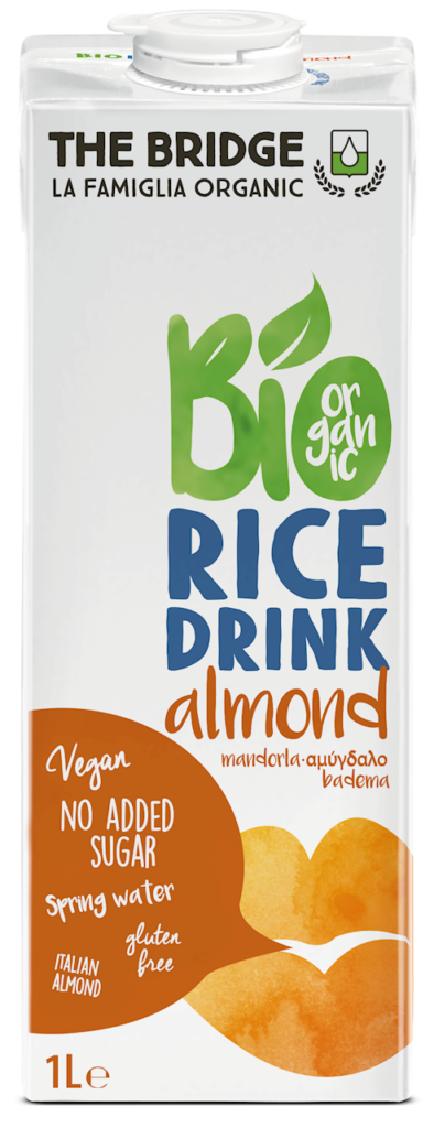NAPÓJ RYŻOWY Z MIGDAŁAMI BEZ DODATKU CUKRÓW BEZGLUTENOWY BIO 1 L – THE BRIDGE