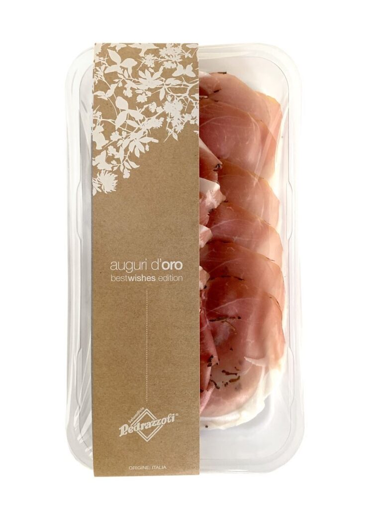 SZYNKA DOJRZEWAJĄCA Z TRUFLĄ (PROSCIUTTO CRUDO AFFINATO AL TARTUFO) PLASTRY BEZGLUTENOWE BIO 50 g – PRIMAVERA