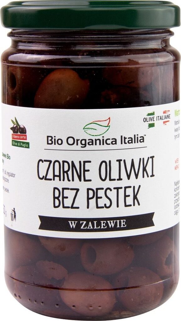 OLIWKI CZARNE BEZ PESTEK W ZALEWIE BIO 280 g (160 g) (SŁOIK) – BIO ORGANICA ITALIA