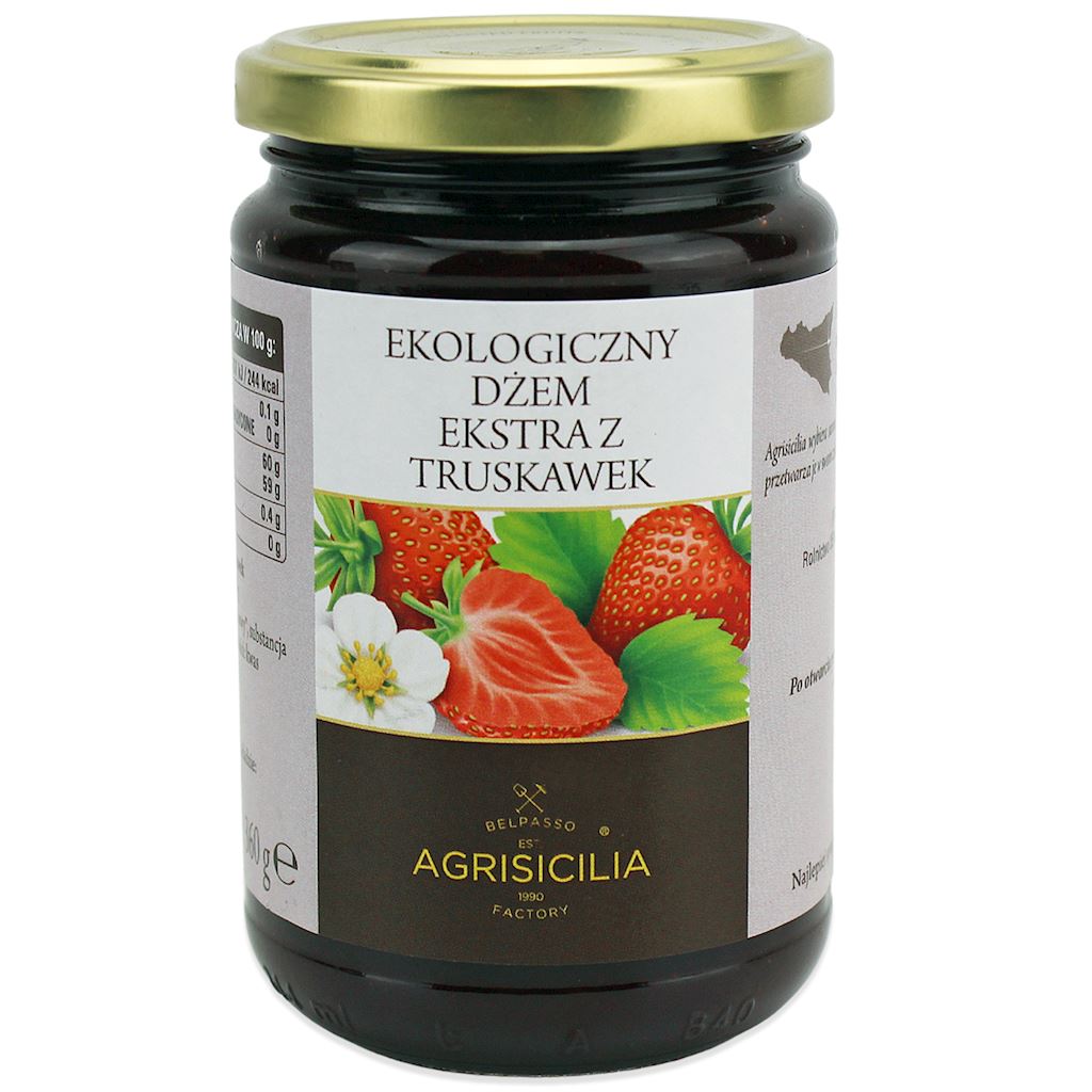 DŻEM EKSTRA Z TRUSKAWEK BIO 360 g – AGRISICILIA