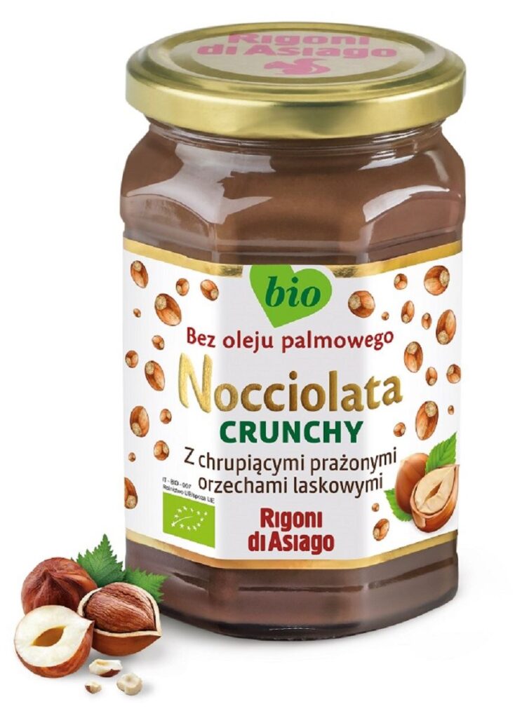 KREM Z ORZECHÓW LASKOWYCH I KAKAO CRUNCHY BEZGLUTENOWY BIO 250 g – RIGONI DI ASIAGO (NOCCIOLATA)