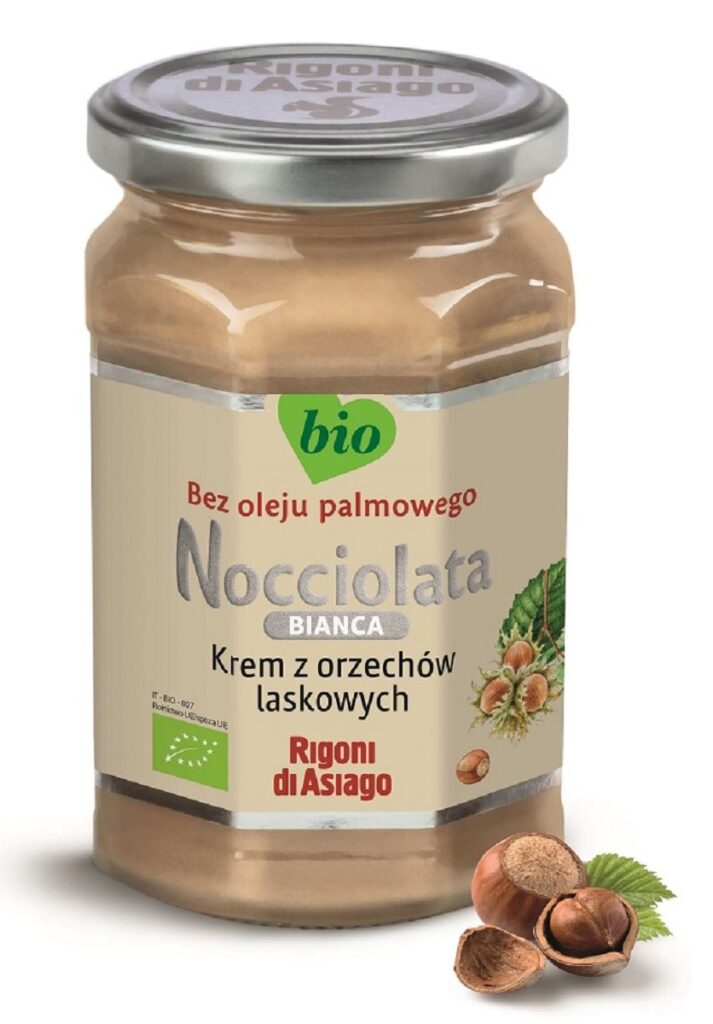 KREM Z ORZECHÓW LASKOWYCH BIAŁY BEZGLUTENOWY BIO 250 g – RIGONI DI ASIAGO (NOCCIOLATA)