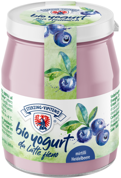 JOGURT BORÓWKOWY Z MLEKA SIENNEGO BEZGLUTENOWY BIO 150 g (SŁOIK) – STERZING-VIPITENO