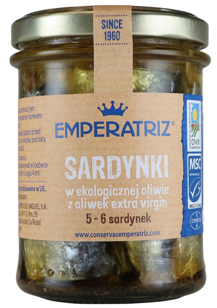 SARDYNKI EUROPEJSKIE W BIO OLIWIE Z OLIWEK EXTRA VIRGIN 190 g (SŁOIK) – EMPERATRIZ