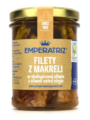 MAKRELA FILETY W BIO OLIWIE Z OLIWEK EXTRA VIRGIN 190 g (SŁOIK) - EMPERATRIZ