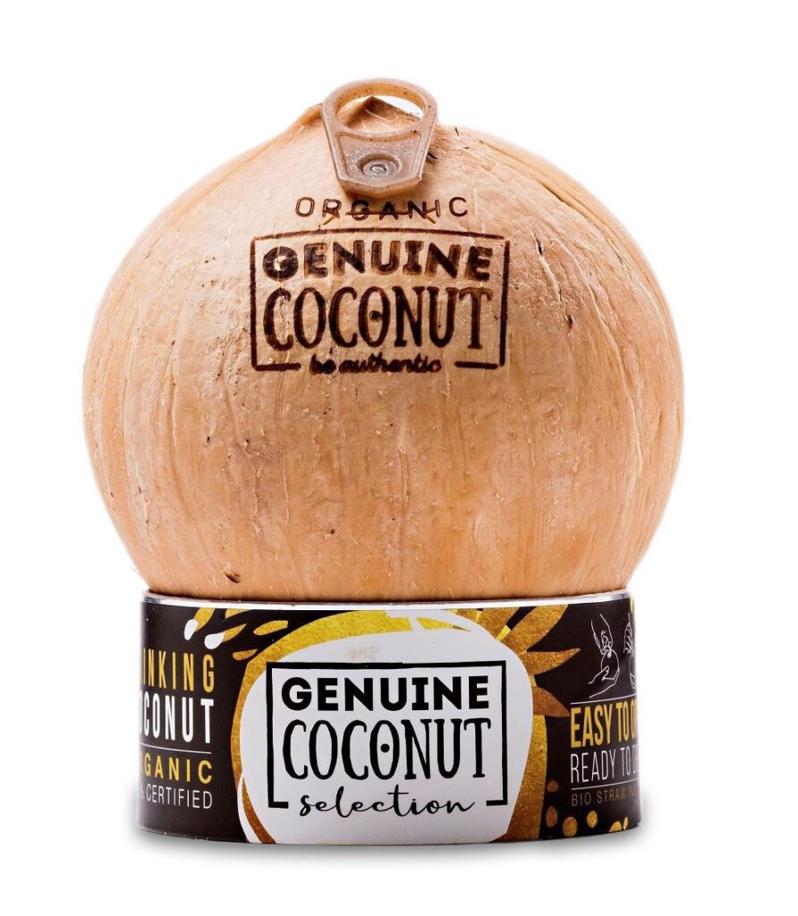 KOKOS BIO Z ZAWLECZKĄ I SŁOMKĄ (około 0,50 kg) – GENUINE COCONUT