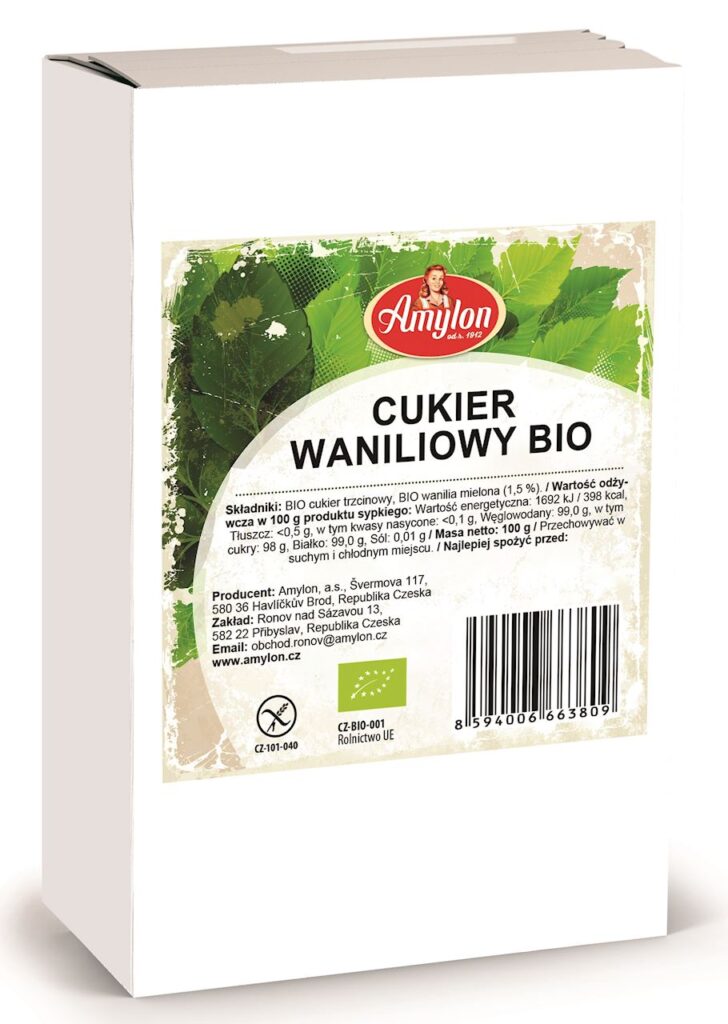 CUKIER Z WANILIĄ BOURBON BEZGLUTENOWY BIO 100 g – AMYLON