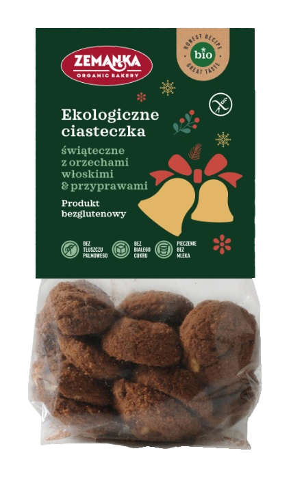 CIASTKA ŚWIĄTECZNE Z ORZECHAMI WŁOSKIMI I PRZYPRAWAMI KORZENNYMI BEZGLUTENOWE BIO 100 g – ZEMANKA (PRODUKT SEZONOWY)