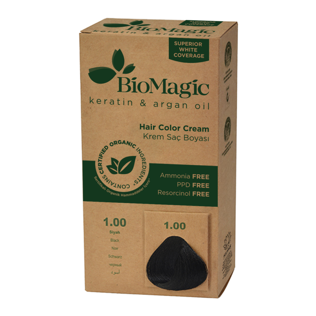 FARBA DO WŁOSÓW CZARNA (1.00) 250 g – BIOMAGIC