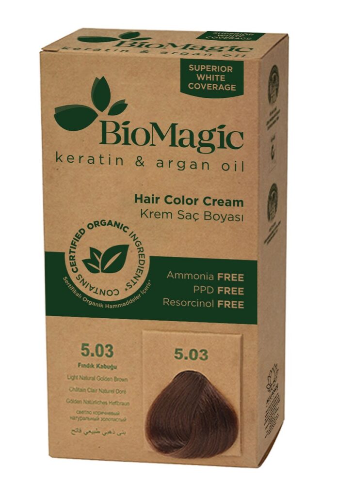 FARBA DO WŁOSÓW JASNY ZŁOTY BRĄZ (5.03) 250 g – BIOMAGIC