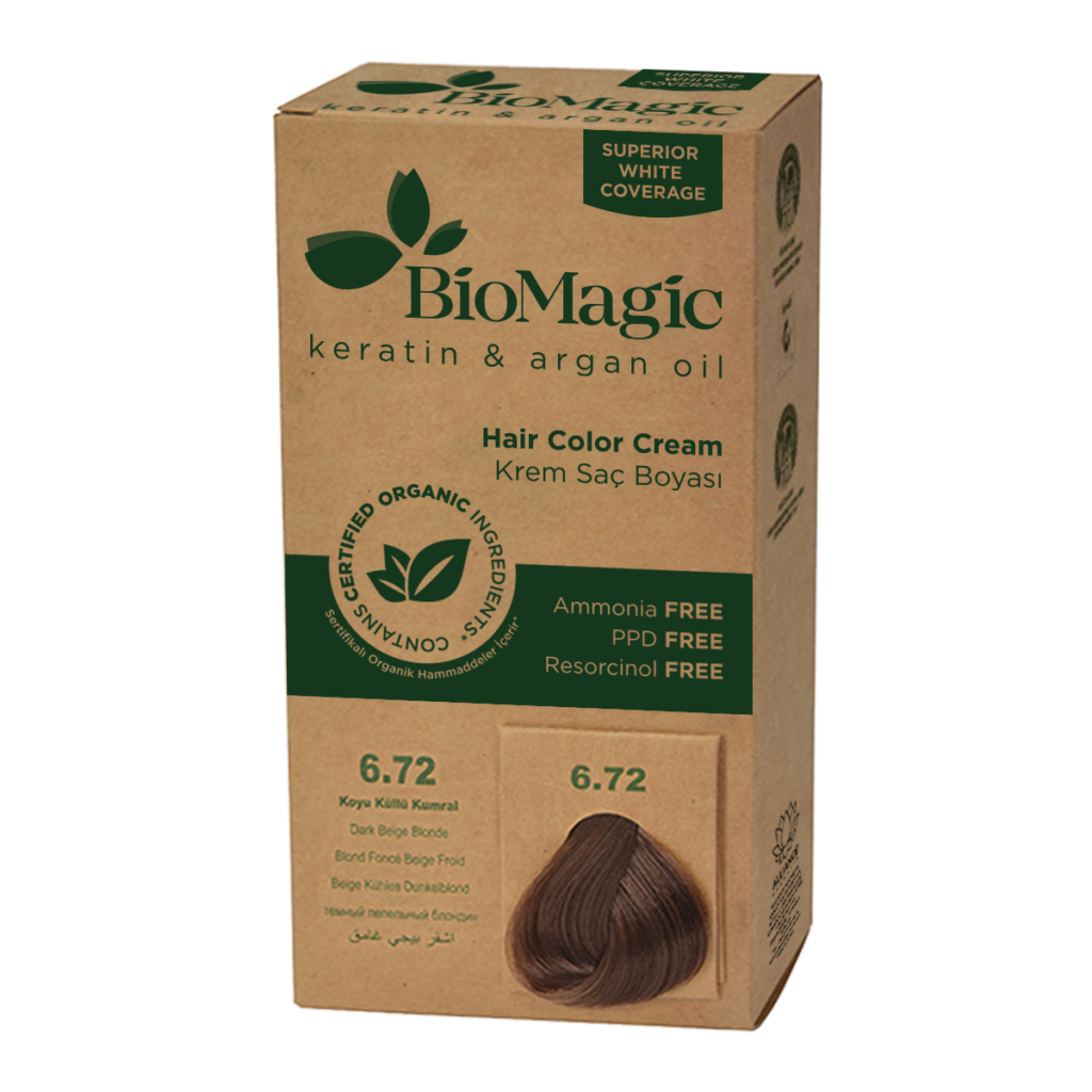 FARBA DO WŁOSÓW CIEMNY BEŻOWY BLOND (6.72) 250 g – BIOMAGIC