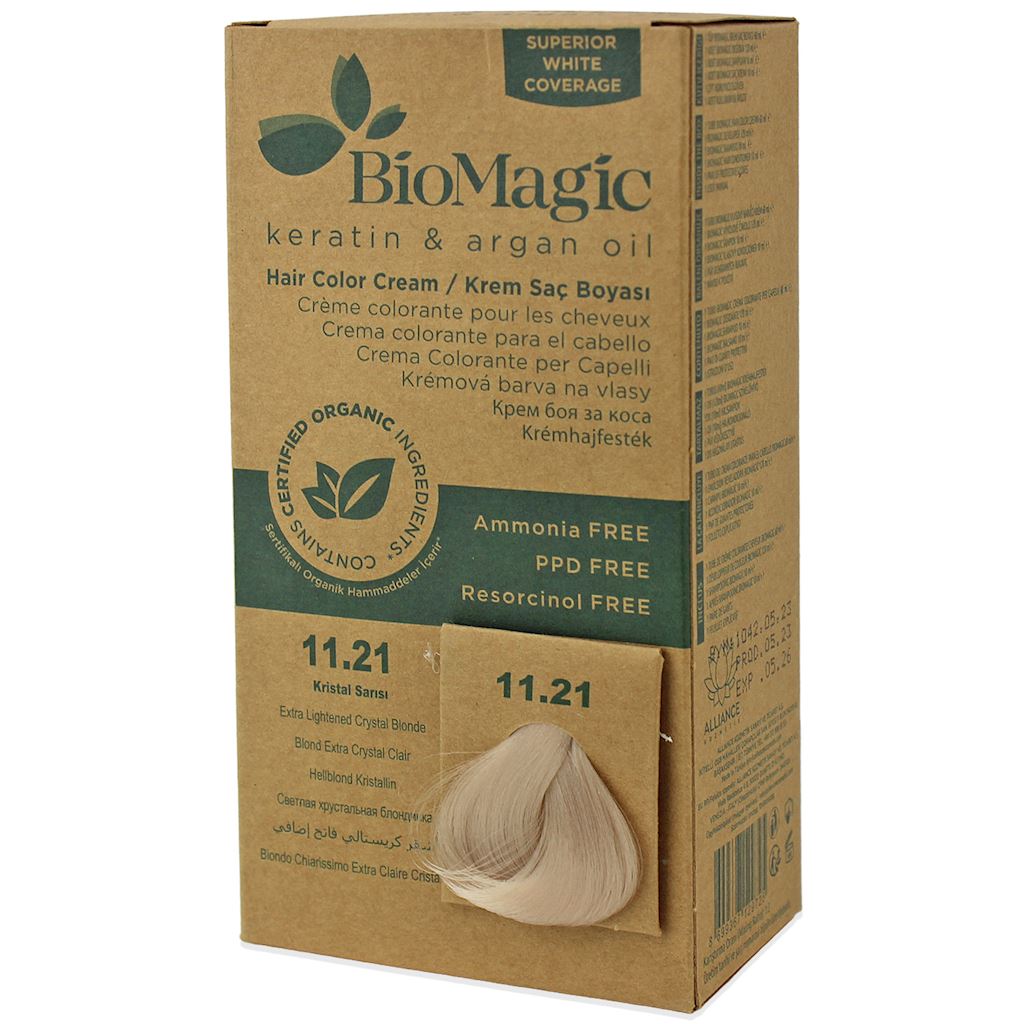 FARBA DO WŁOSÓW EXTRA JASNY KRYSZTAŁOWY BLOND (11.21) 250 g – BIOMAGIC