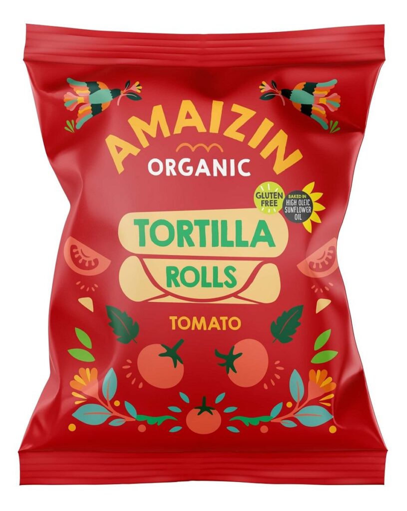 CHIPSY TORTILLA KUKURYDZIANE POMIDOROWE BEZGLUTENOWE BIO 100 g – AMAIZIN